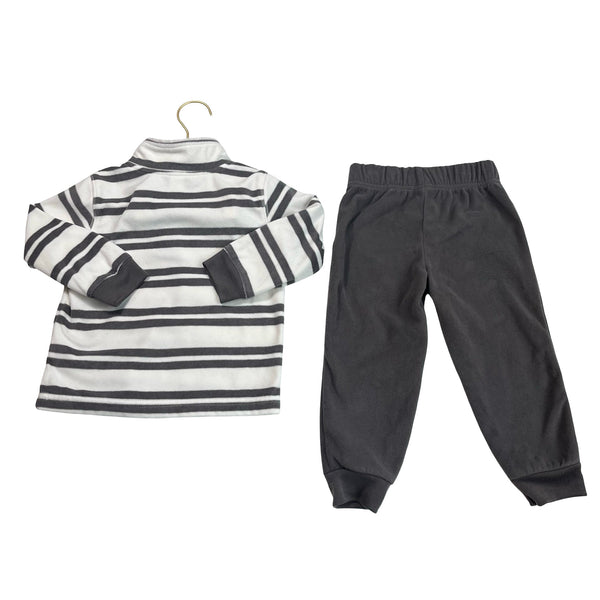 Carter's Fleece Gray Joggers & Striped Ivory Pullover Set - Size 2T - Bounce Mkt