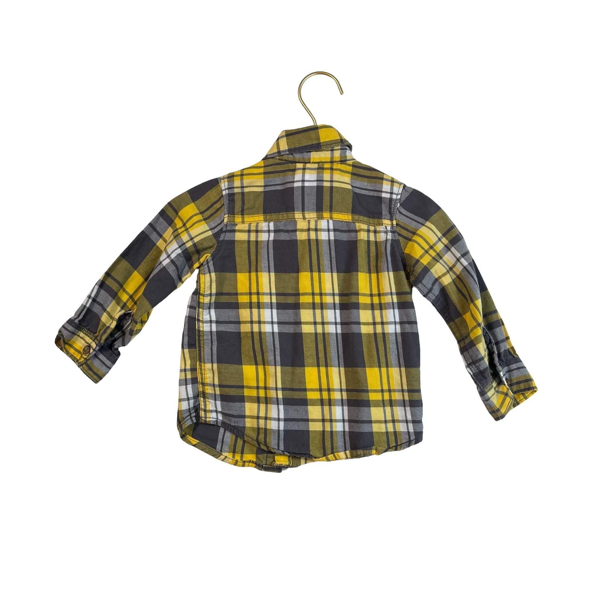 Carter's Gray and Yellow Plaid Button Down Shirt - Size 18 Mo - Bounce Mkt
