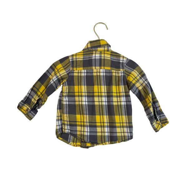 Carter's Gray and Yellow Plaid Button Down Shirt - Size 18 Mo - Bounce Mkt
