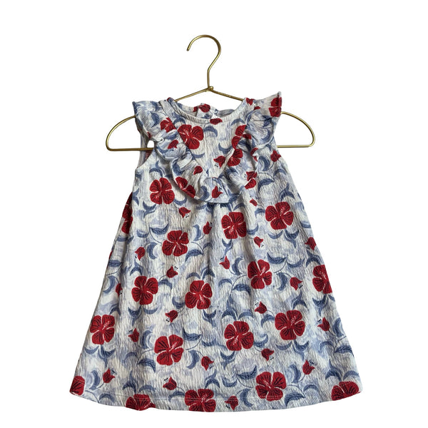 Carter's Ivory, Blue & Red Floral Sleeveless Dress - Size 18 Months - Bounce Mkt