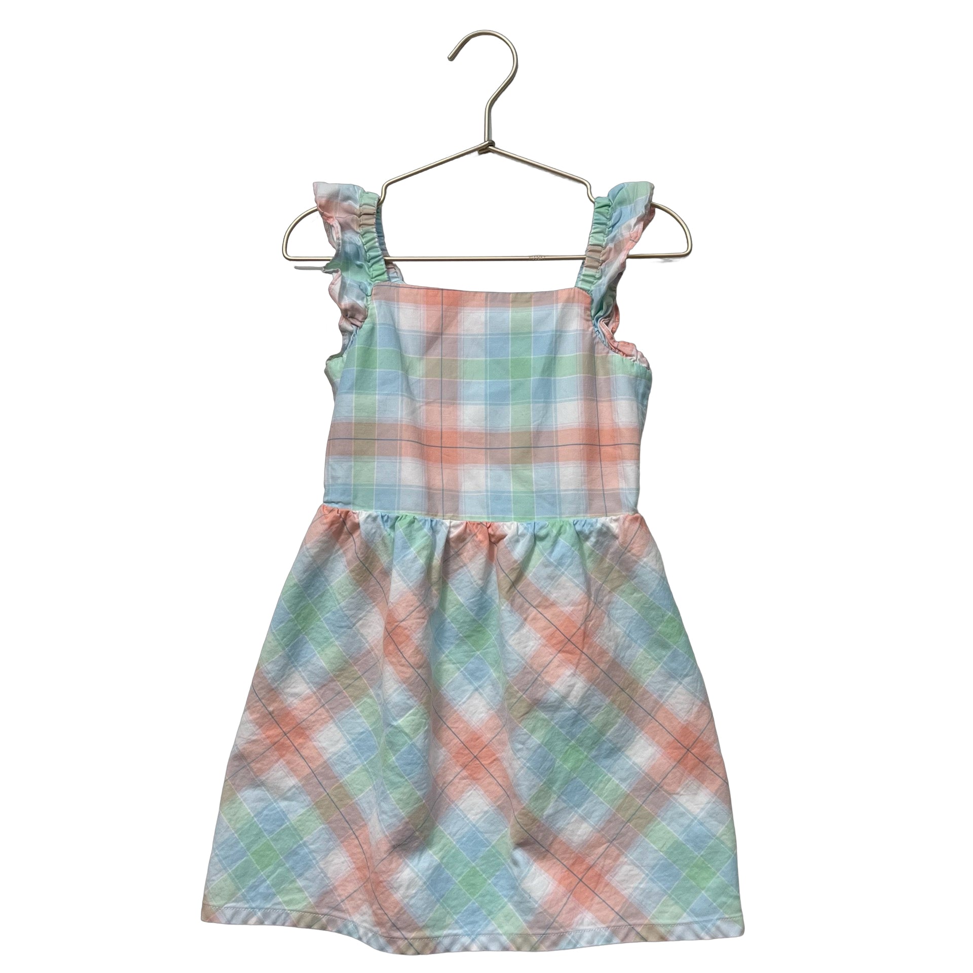 Carter's Light Blue, Peach & Green Plaid Sleeveless Dress - Size 4 - Bounce Mkt