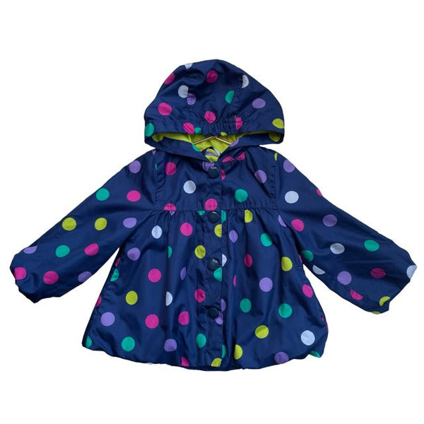 Carter's Navy & Multi Color Polka Dot Hooded Windbreaker Jacket - Size 18 Months - Bounce Mkt