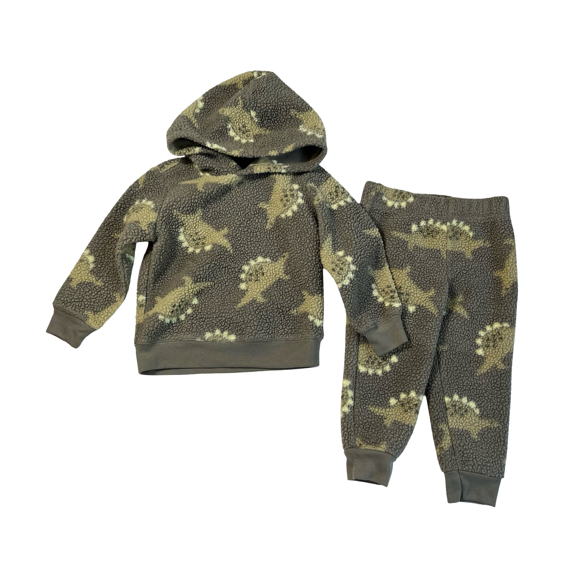 Carter's Sherpa Olive Dino Hoodie & Jogger Set - Size 2T - Bounce Mkt