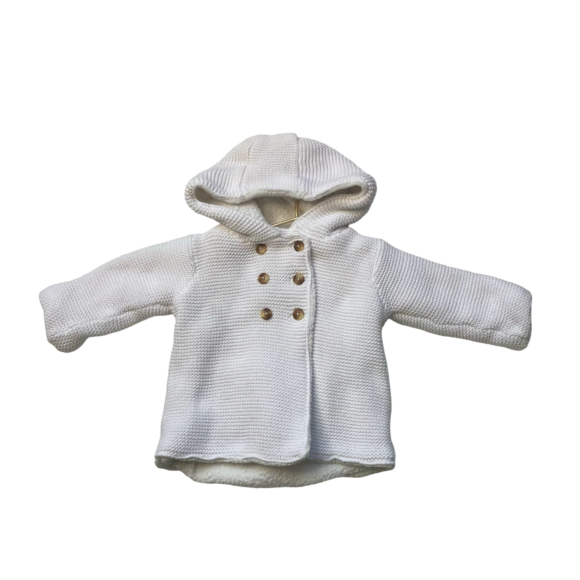 Carter's White Sherpa Lined Hooded Cardidan - Size 12 Mo - Bounce Mkt