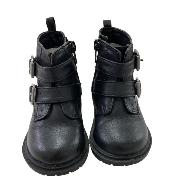Cat & Jack Black Faux Leather Buckle Ankle Boots - Size 6 - Bounce Mkt