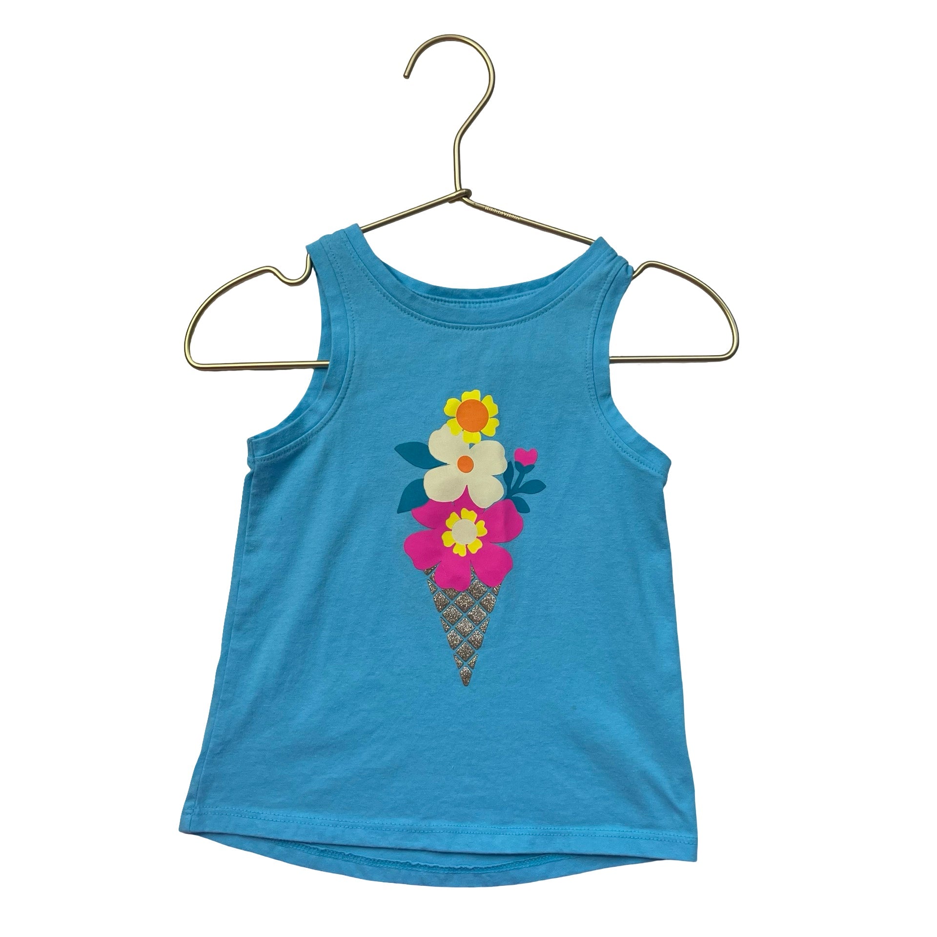 Cat & Jack Blue Ice - Cream Flower Cone Tank Top - Size 18 Mo - Bounce Mkt