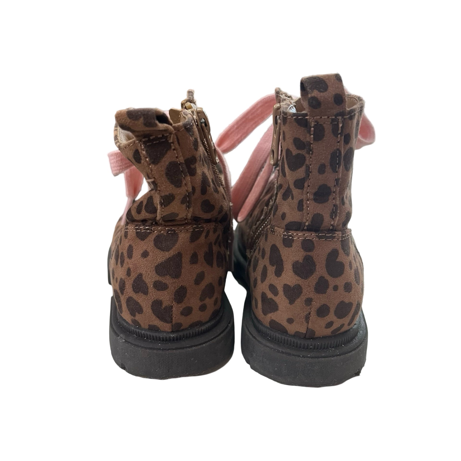 Cat & Jack Brown Leopard Boots with Pink Laces - Size 10 - Bounce Mkt