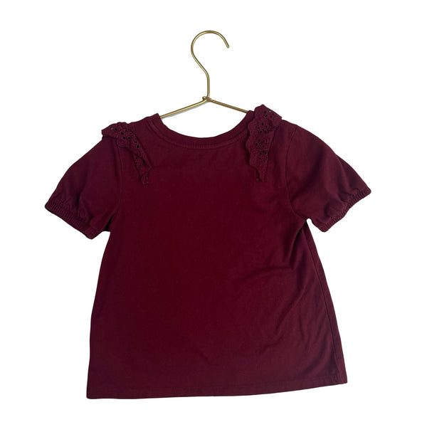 Cat & Jack Burgundy Ruffle Tee - Size 4T - Bounce Mkt