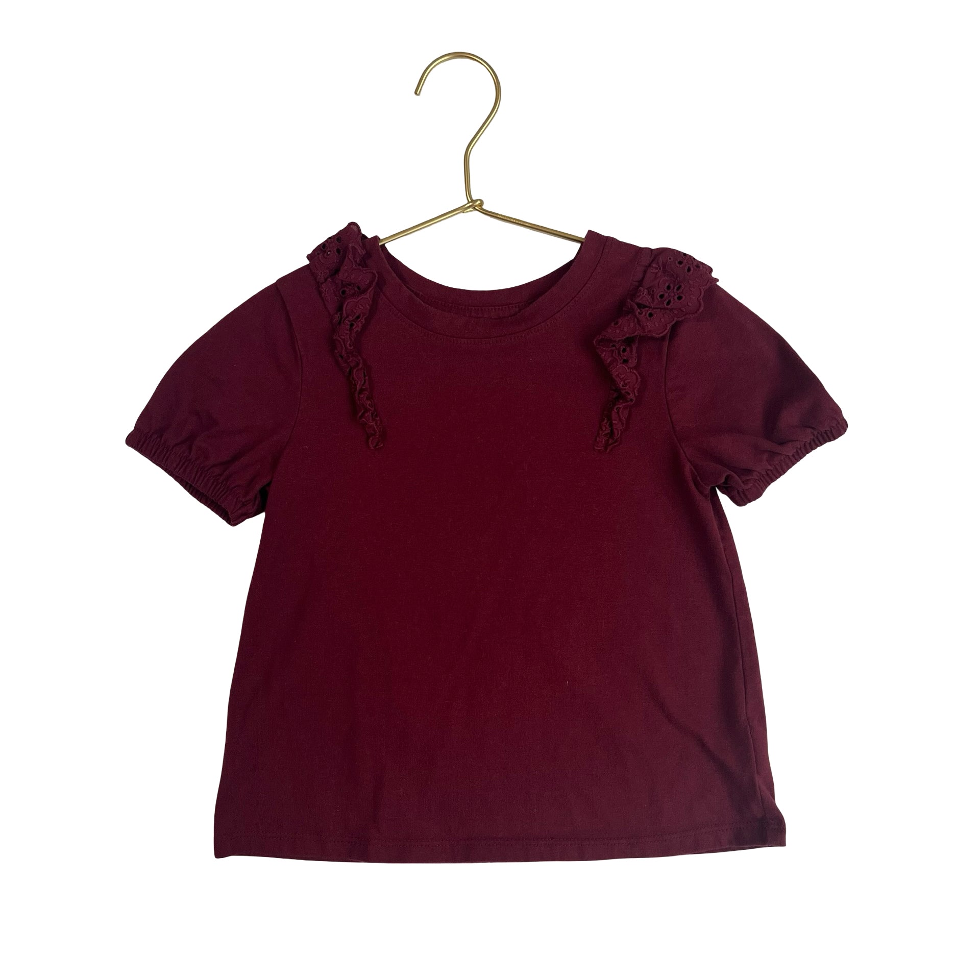 Cat & Jack Burgundy Ruffle Tee - Size 4T - Bounce Mkt