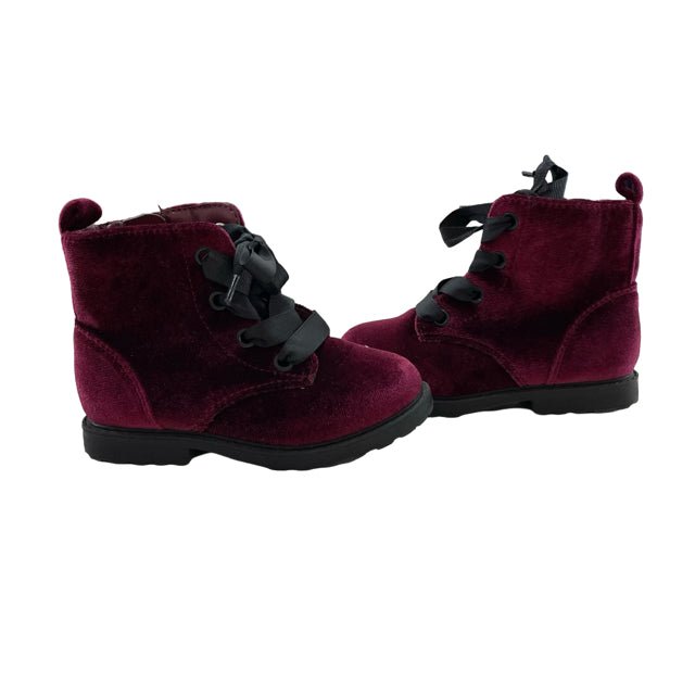 Cat & Jack Burgundy Velvet Boots - Size 8 - Bounce Mkt