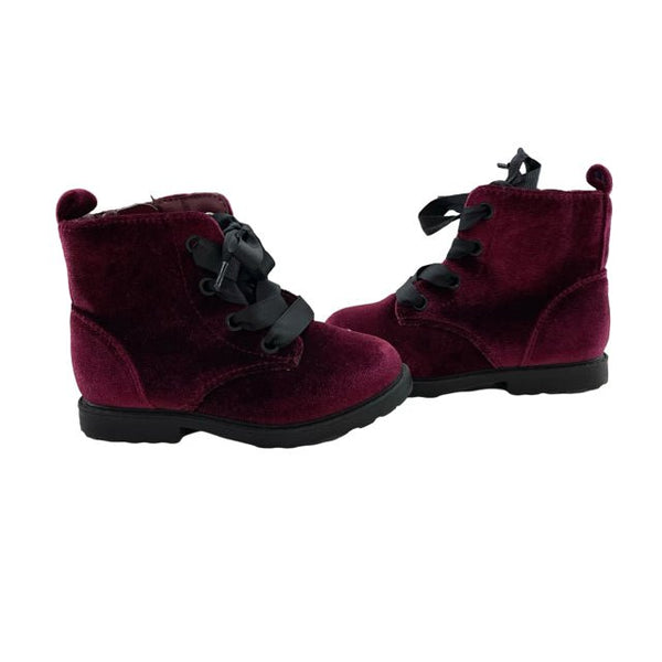 Cat & Jack Burgundy Velvet Boots - Size 8 - Bounce Mkt