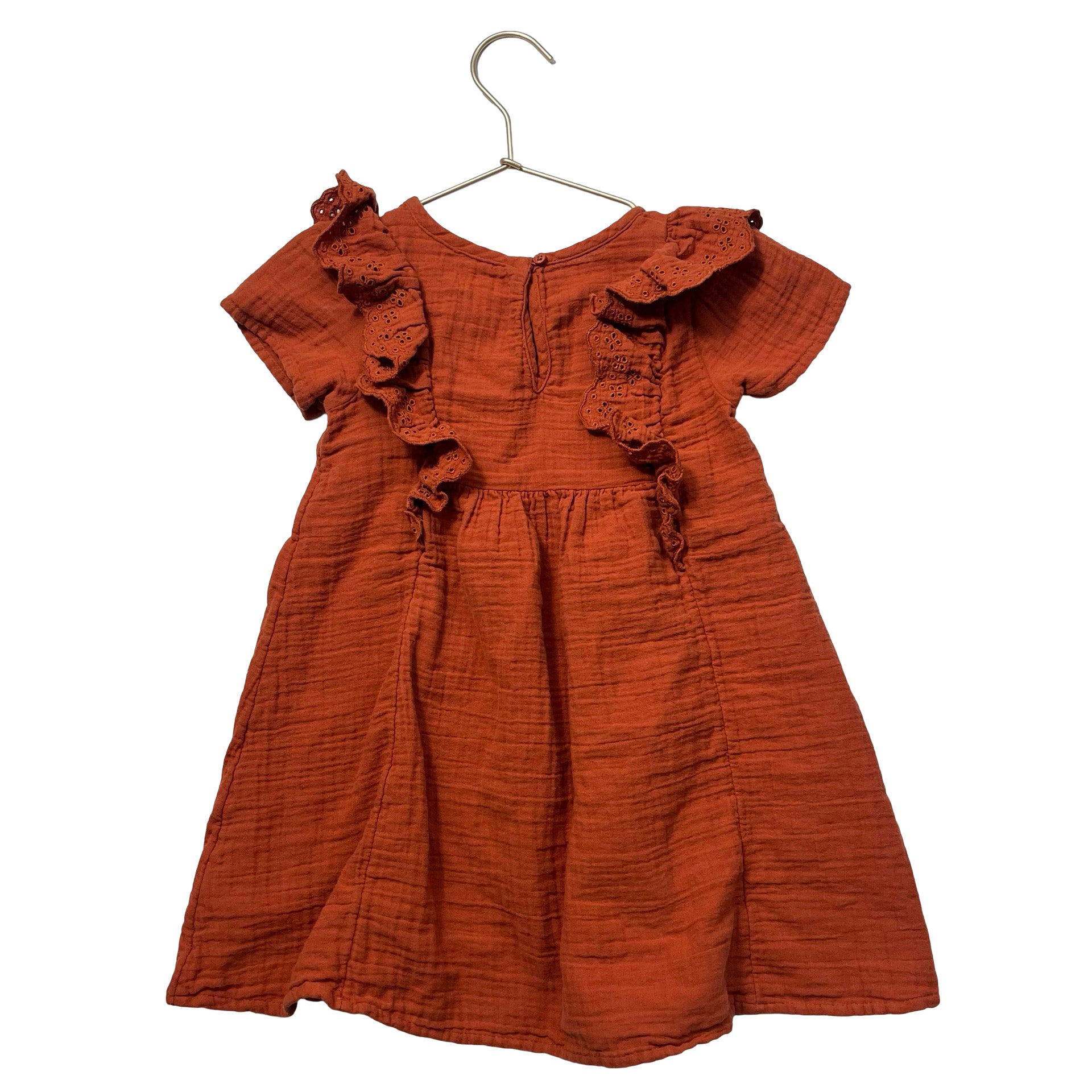 Cat & Jack Burnt Orange Gauze & Eyelet Dress - Size 5T - Bounce Mkt