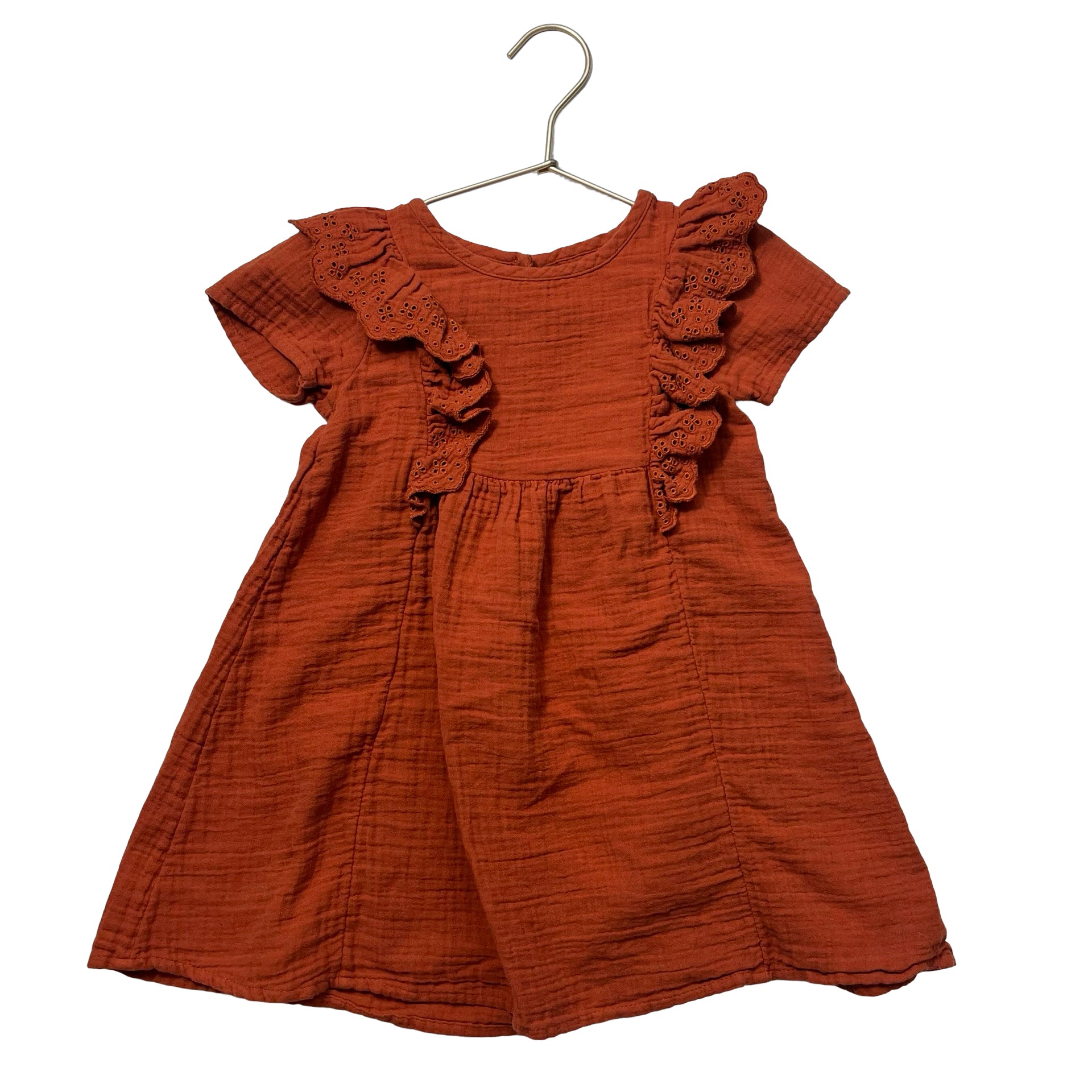 Cat & Jack Burnt Orange Gauze & Eyelet Dress - Size 5T - Bounce Mkt