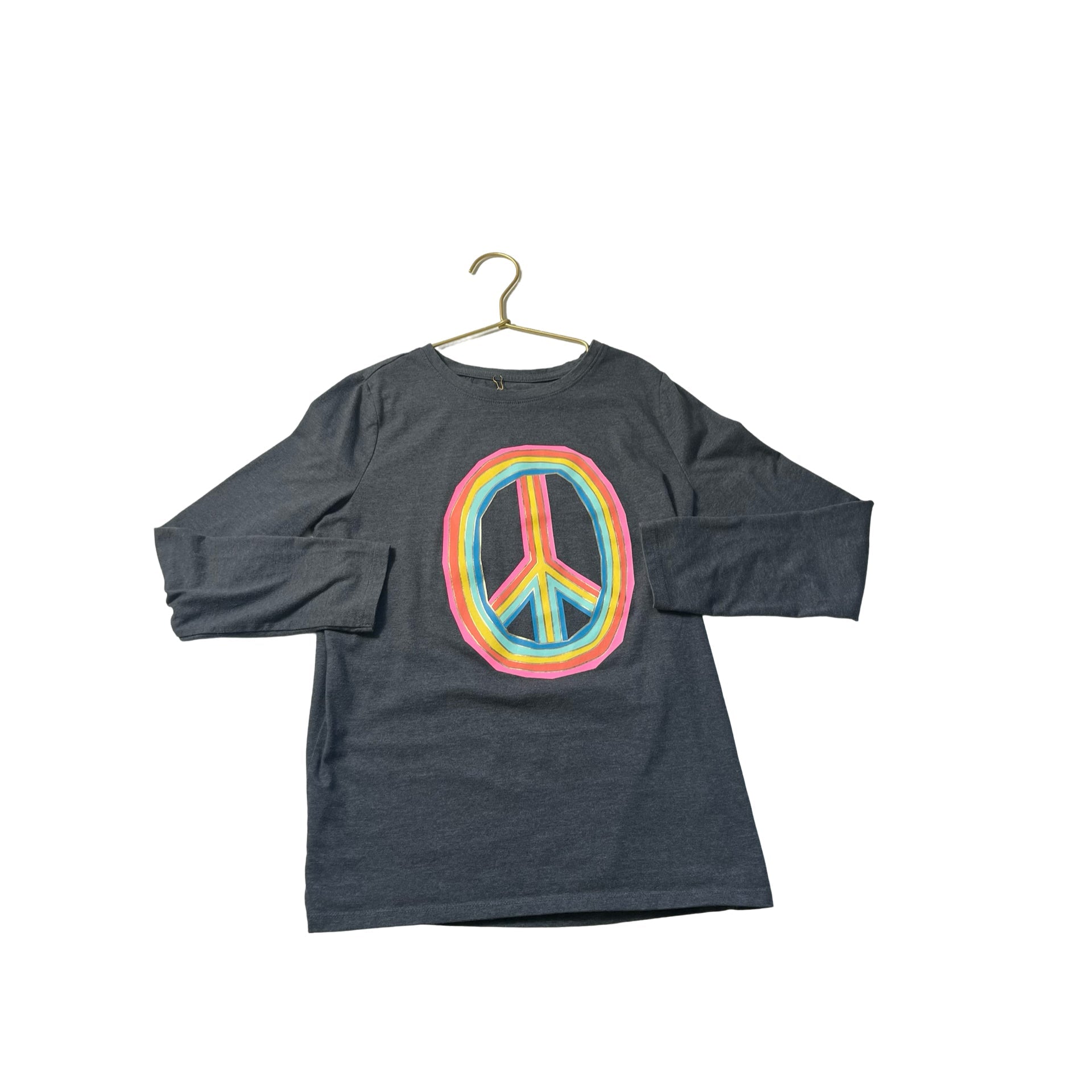 Cat & Jack Gray & Multi - Color Rainbow Peace Sign Shirt - Size L(10/12) - Bounce Mkt