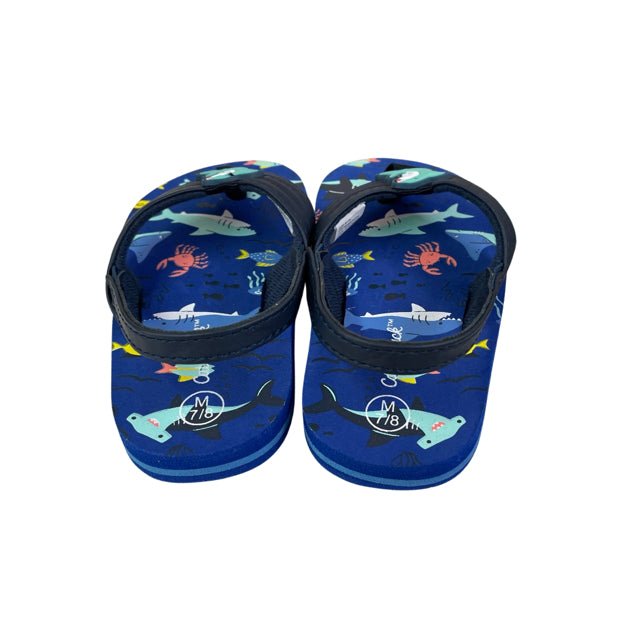 Cat & Jack Navy Shark Flip Flops - Size 7/8 - Bounce Mkt