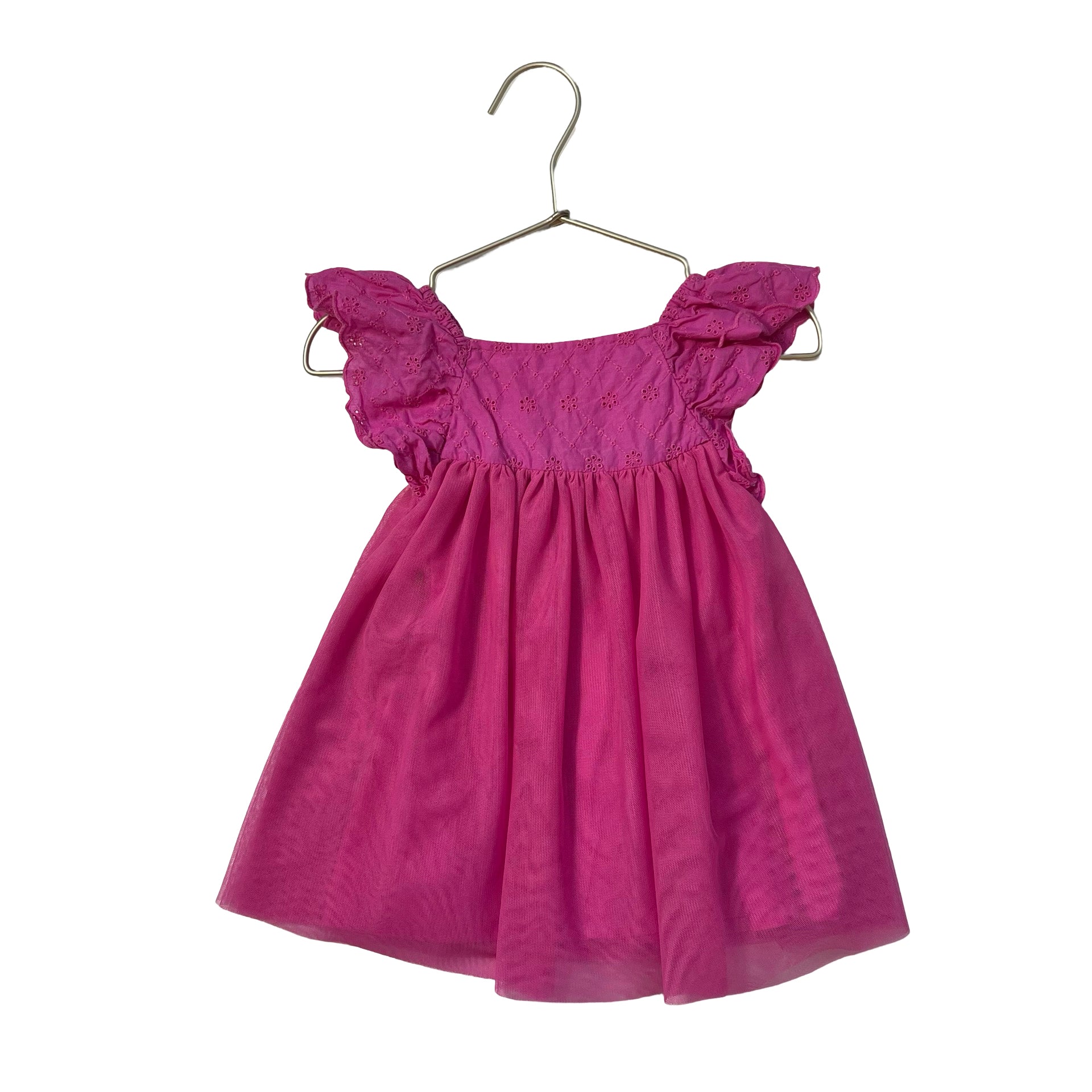 Cat & Jack Pink Eyelet & Tulle Dress - 12 Mo - Bounce Mkt