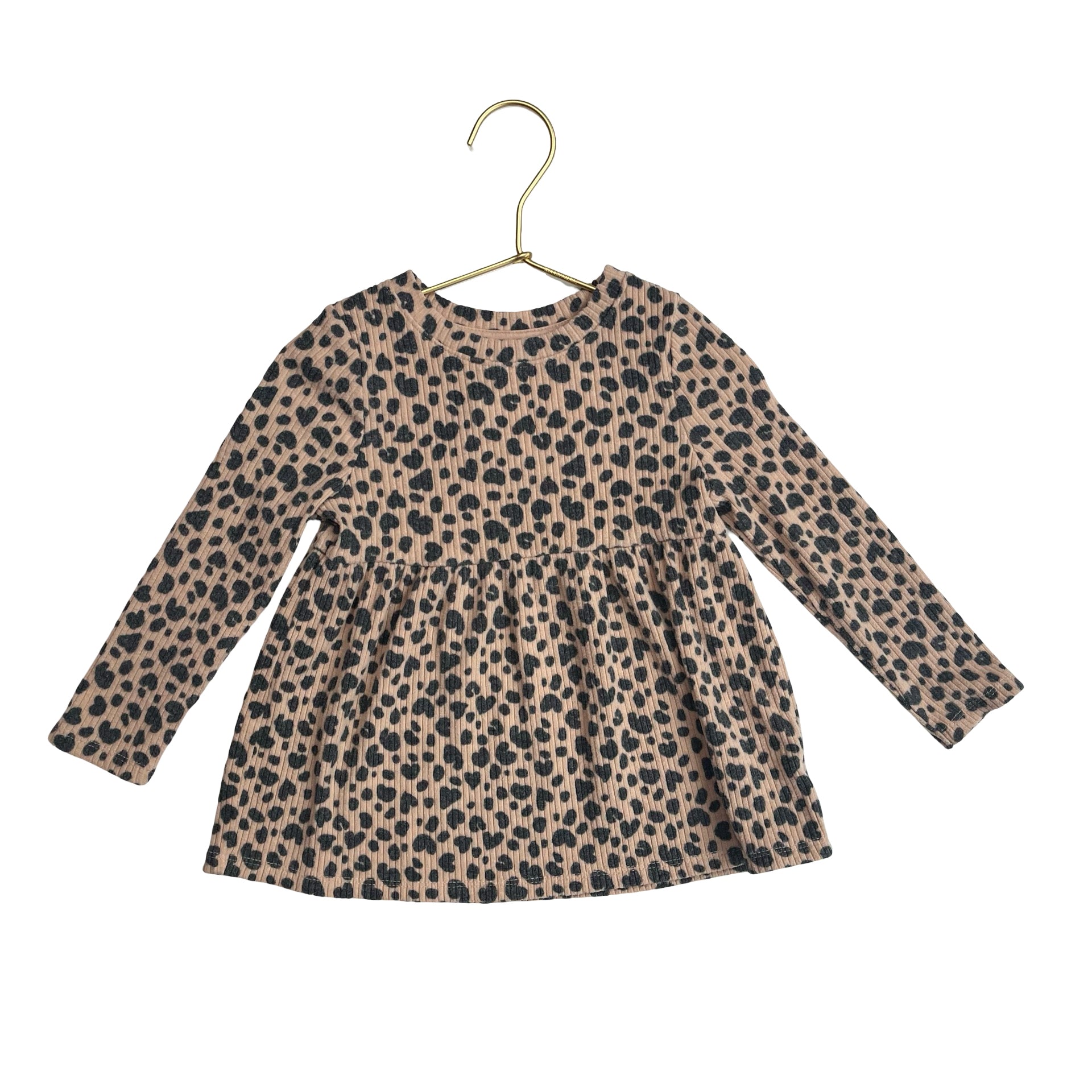 Cat & Jack Tan & Black Leopard Print Ribbed Shirt - Size 2T - Bounce Mkt