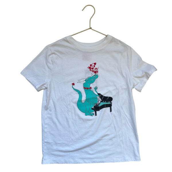Cat & Jack White Piano Dragon Tee - Size L 10 - 12 - Bounce Mkt