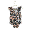 Mud Pie White, Peach, Brown, Black Leopard Print Swim Suit - Size 5T