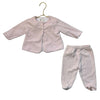 Babycottons Pink Velour Footed Pants & Cardigan Set - Size 3 Mo