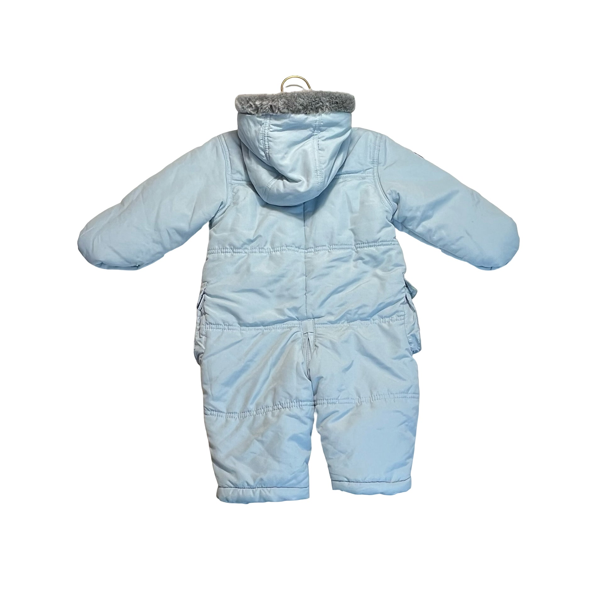 Jasper Conran Light Blue & Gray Faux Fur Trim Bunting - Size 9-12 Months