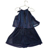 Ava & Yelly Black, Blue, Purple Metallic Romper - Size 8