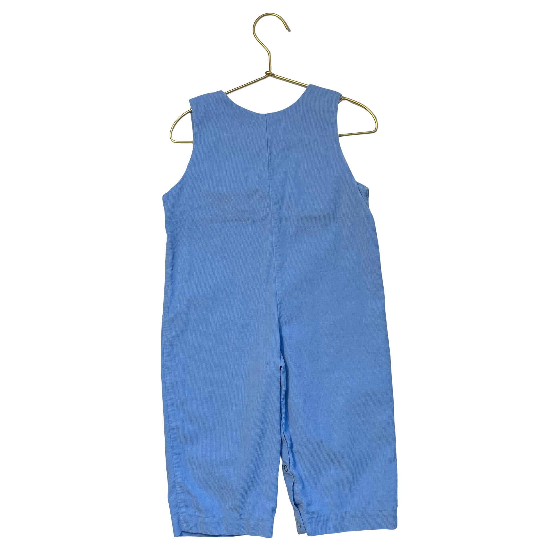 Southern Sunshine Light Blue Corduroy Smocked Santa Overalls - Size 24 Mo