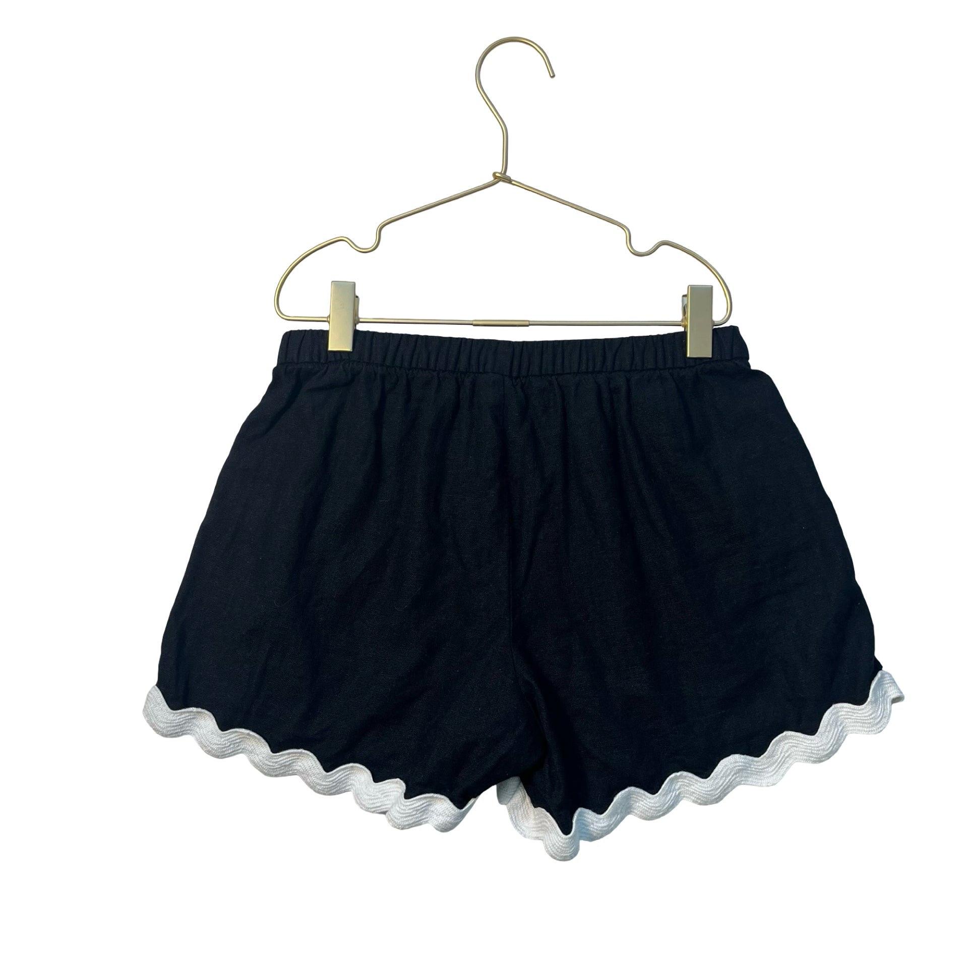 Old Navy Black Linen-Blend Shorts, Ivory Trim - Size L 10-12
