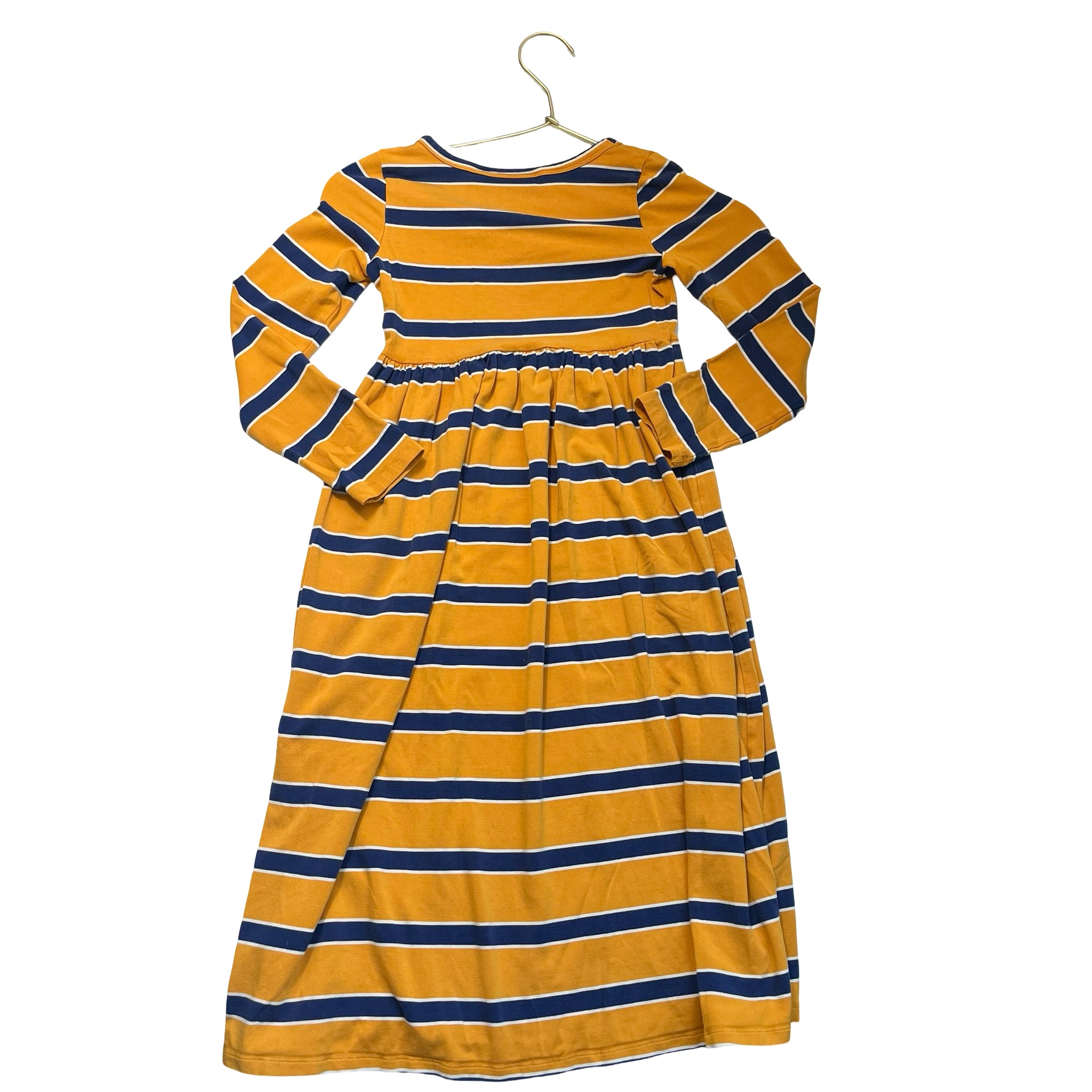 Mini Rodini Mustard Yellow & Navy Striped Dress - Size 8-9Y