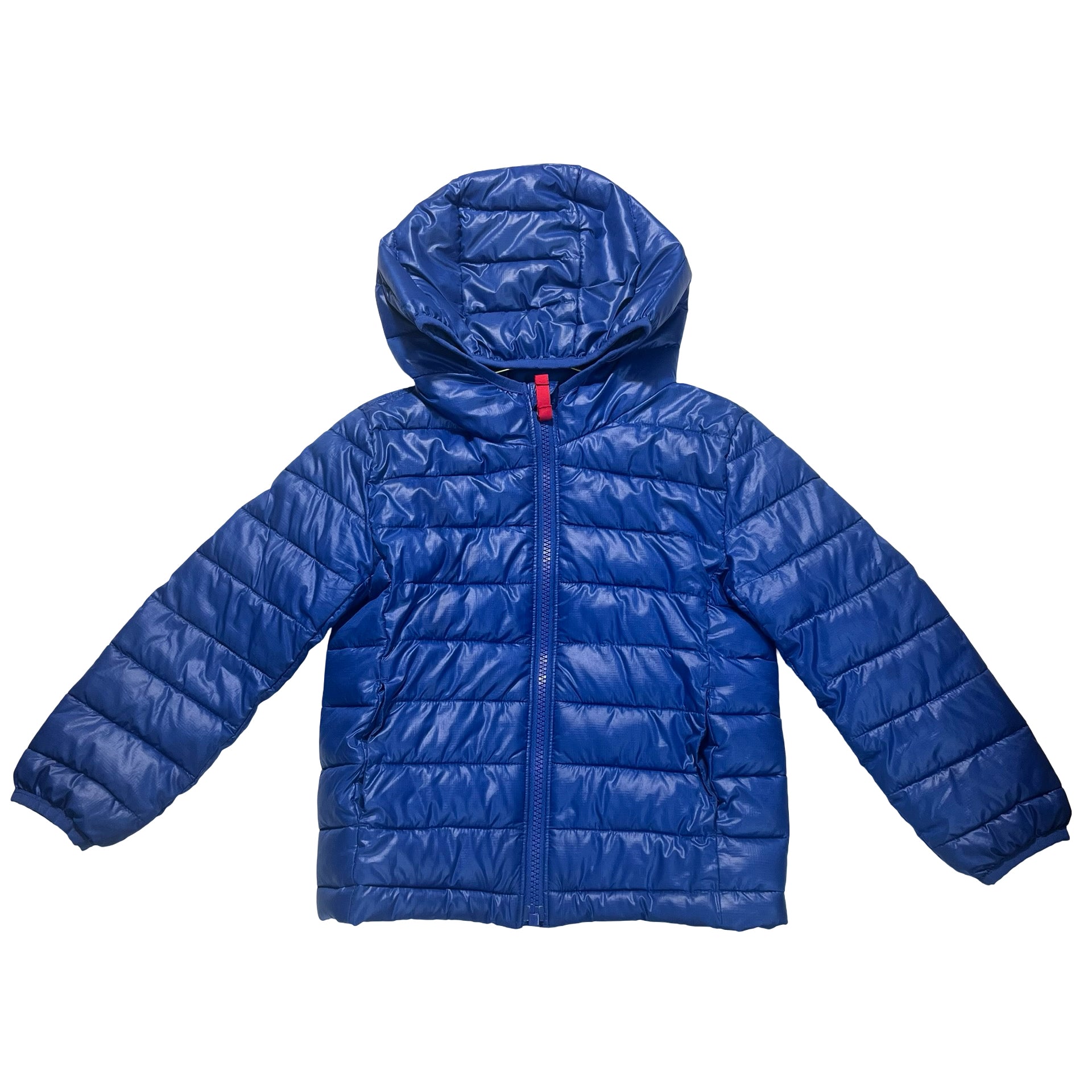 Primary Blue Hooded Puffer Winter Jacket - Size 4