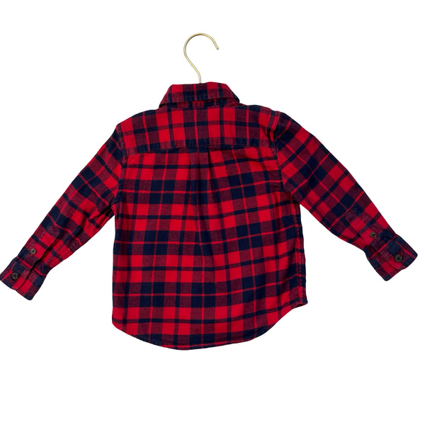 Vineyard Vines Red & Navy Plaid Flannel Button Down Shirt - Size 2T