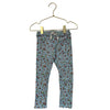 Zara Light Blue Flower Print Ribbed Leggings - Size 3-4Y