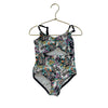 Art Class Black & Colorful Floral Cut-Out Swim Suit - Size XS 4-5