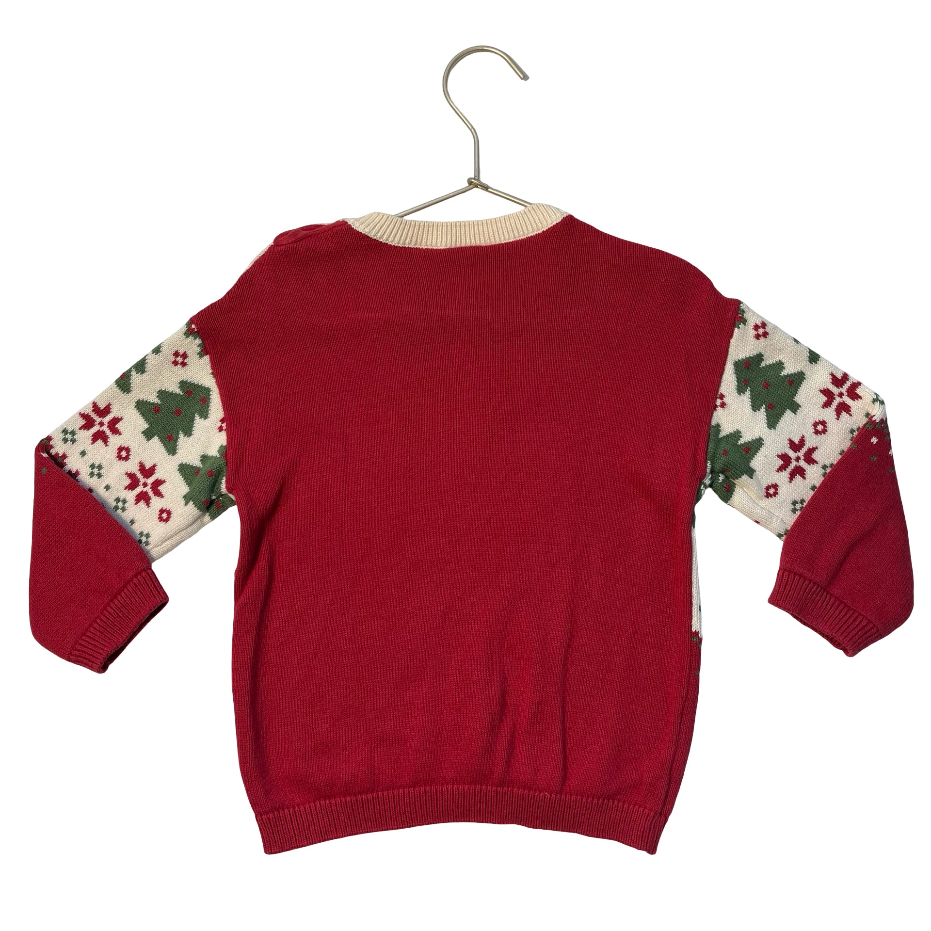 H&M Ivory, Red, Green Christmas Pattern Cotton Sweater - Size 2T