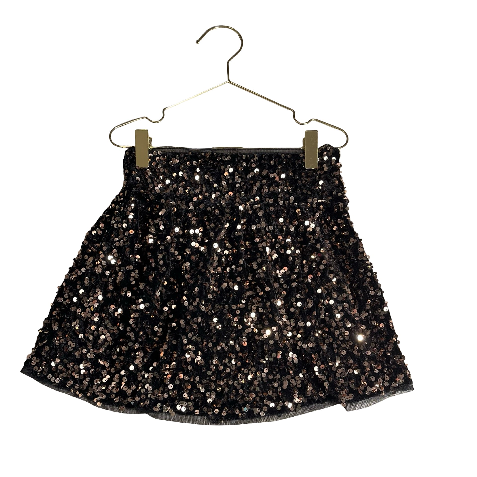 Zara Black Velour & Copper Sequin Skirt - Size 8