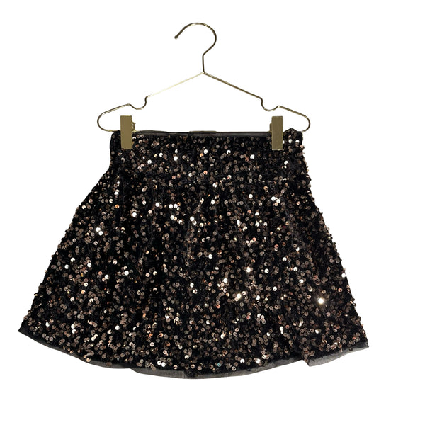 Zara Black Velour & Copper Sequin Skirt - Size 8