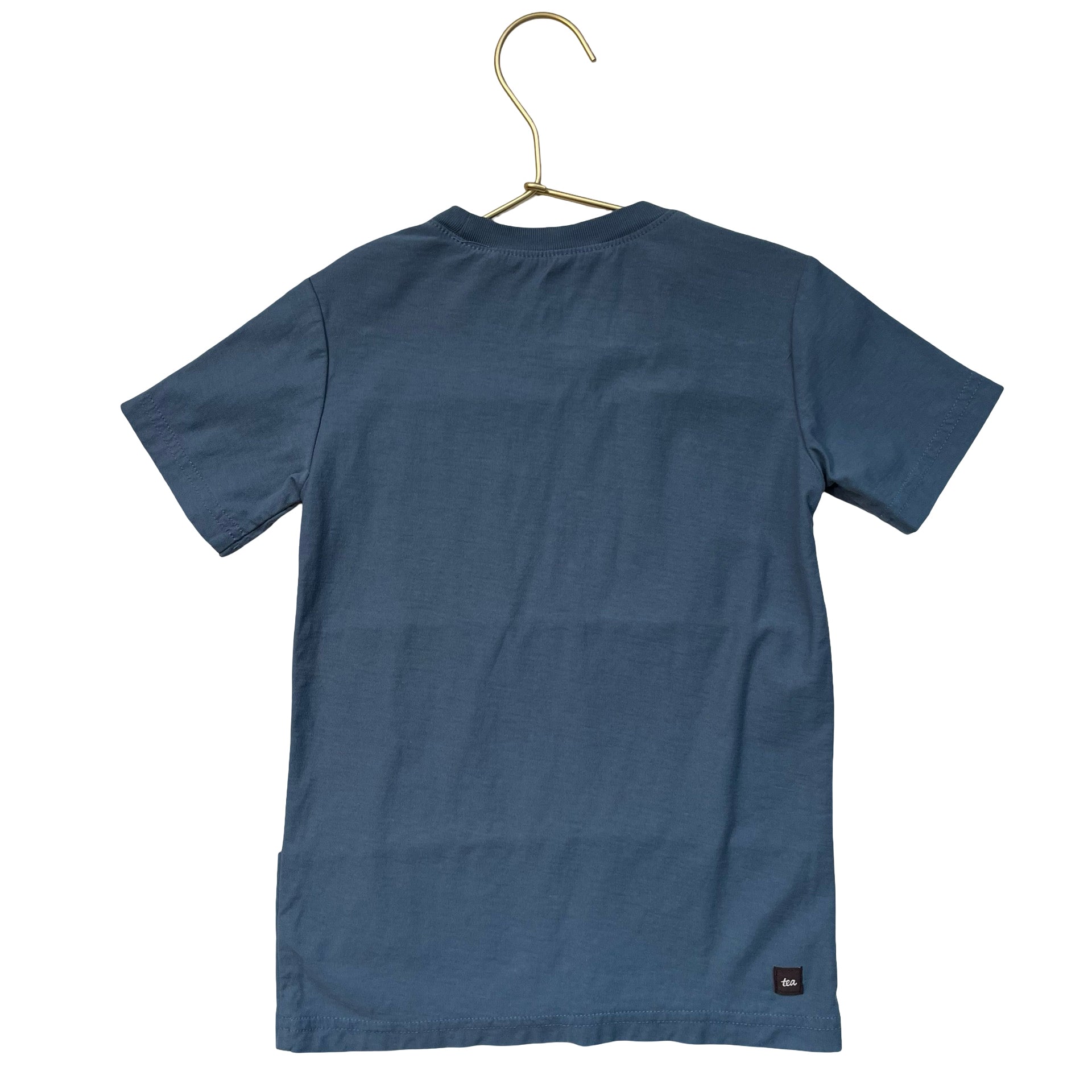Tea Collection Slate Blue, Orange Gray Striped &-Shirt - Size 5