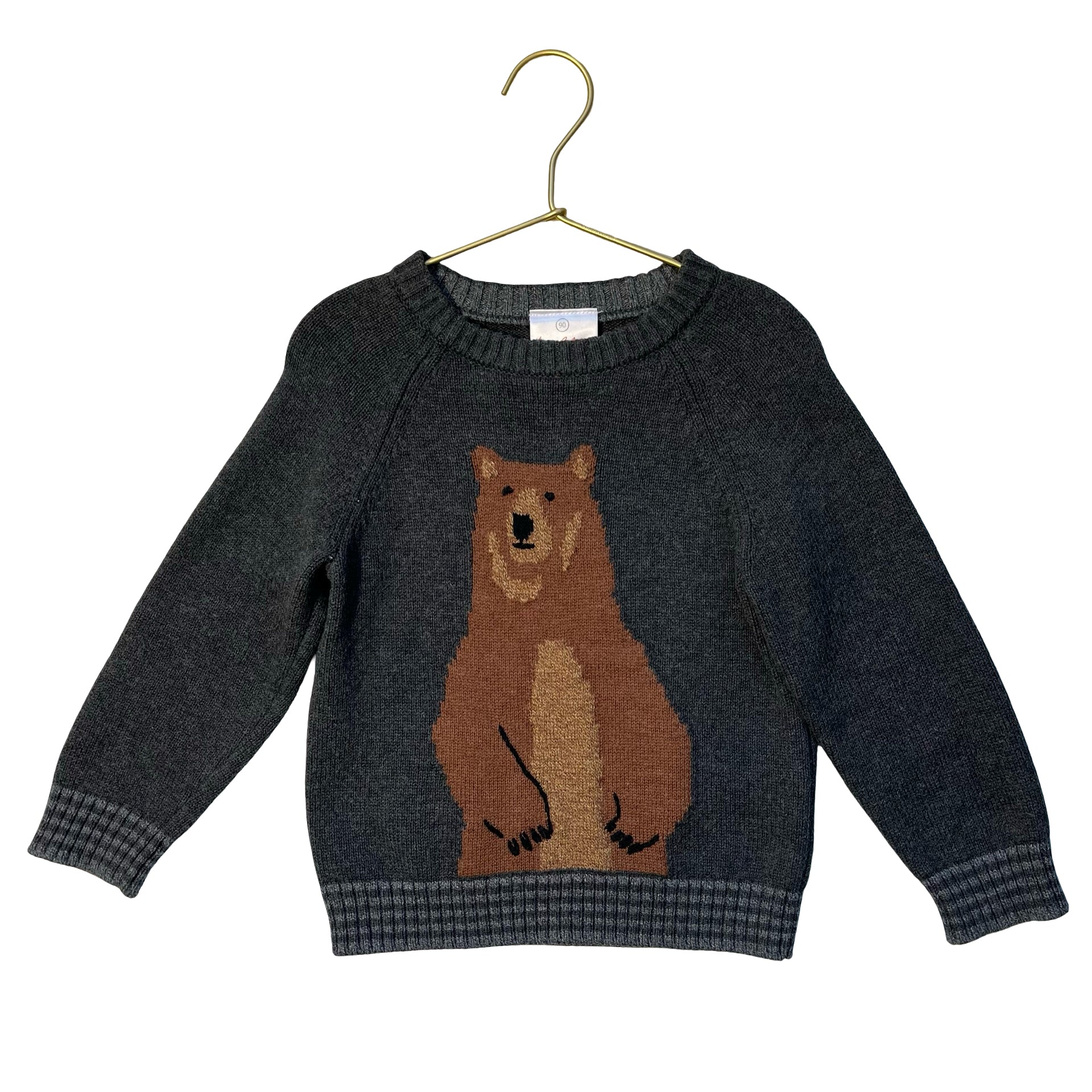 Hanna Andersson Gray Cotton-Wool Bear Sweater - Size 90 (3)