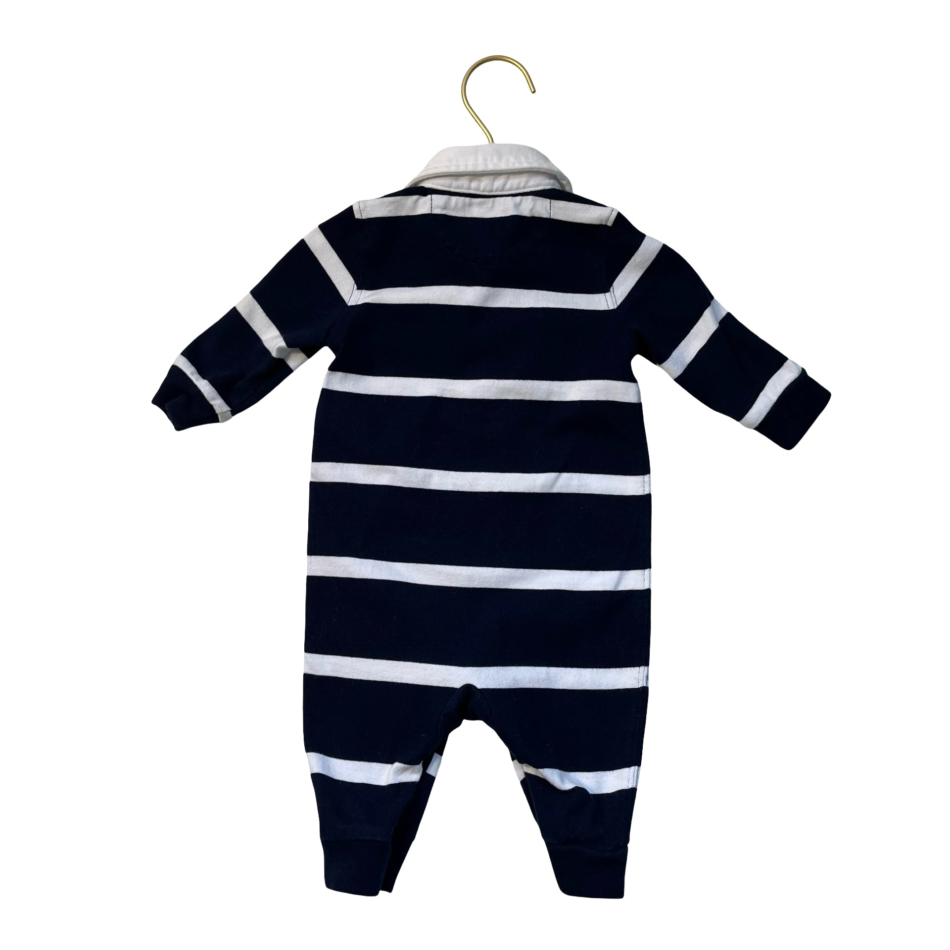 Ralph Lauren Navy & White Rugby One-Piece - Size 3 Mo