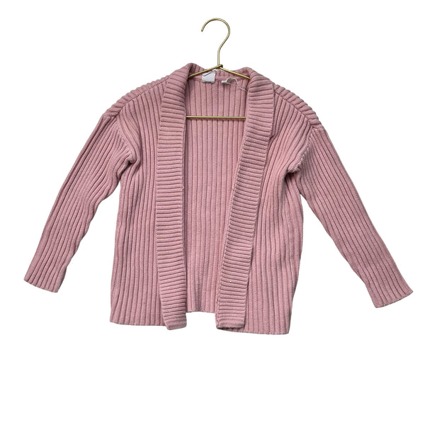 Gap Kids Pink Cotton Ribbed Open-Front Cardigan Sweater - Size S 6-7