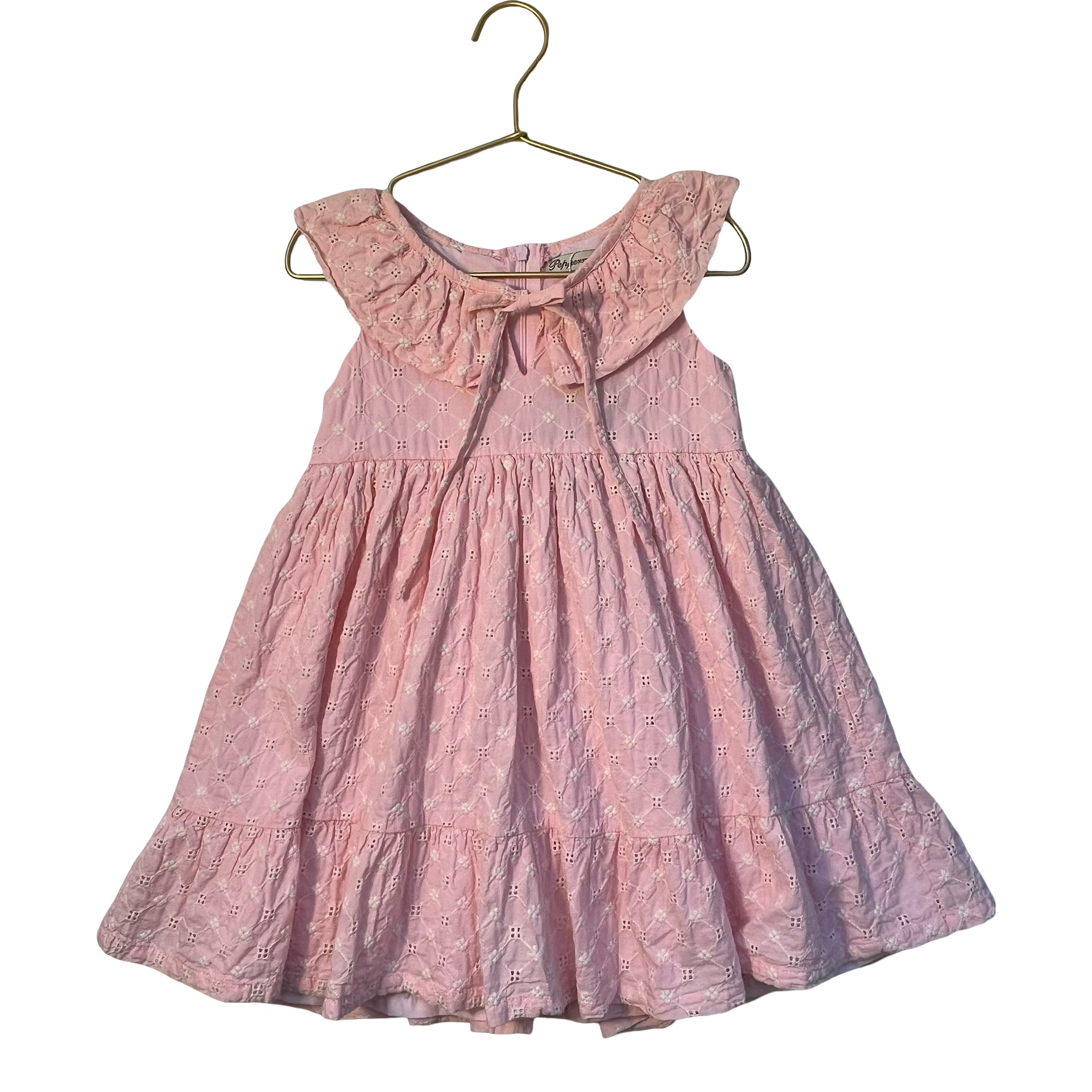 Peppermint Pink & Ivory Embroidered Dress - Size 4