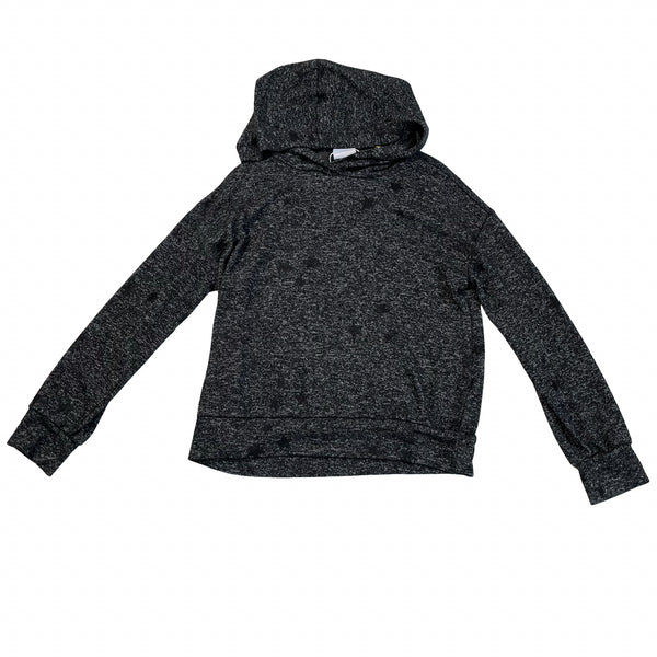 Gap Kids Heather Dark Gray Star Print Knit Hooded Top - Size S 6-7