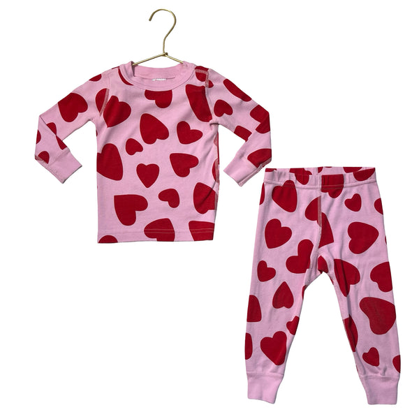 Hanna Andersson Pink & Red Heart Print PJs - Size 2T