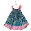 Mini Boden Blue Tropical & Striped Print Dress - Size 6-7Y