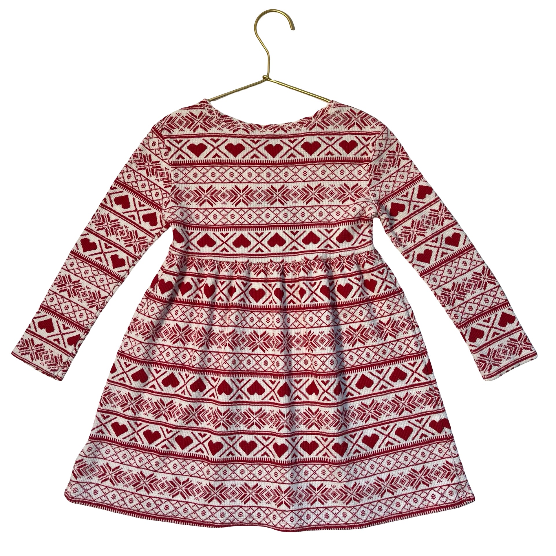 Old Navy Ivory & Red Fair Isle Print Dress - Size 4