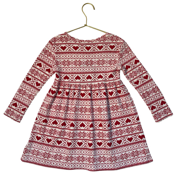 Old Navy Ivory & Red Fair Isle Print Dress - Size 4