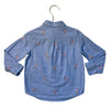 Janie and Jack Blue & Pink Embroidered Flamingo Linen-Cotton Button Down - 2T