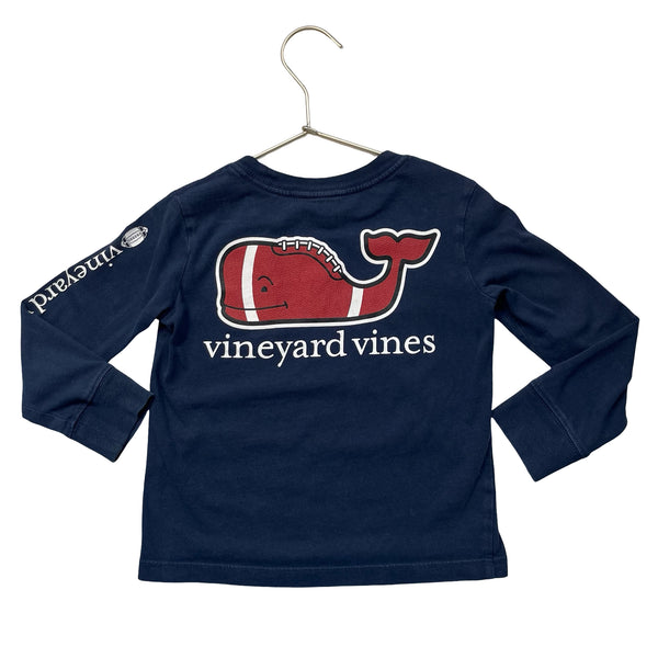 Vineyard Vines Navy Football Whale Graphic Shirt - Size 2T