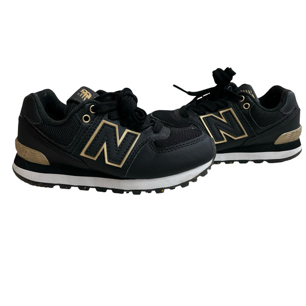 New Balance 574 Black & Gold Sneakers - Size 10.5