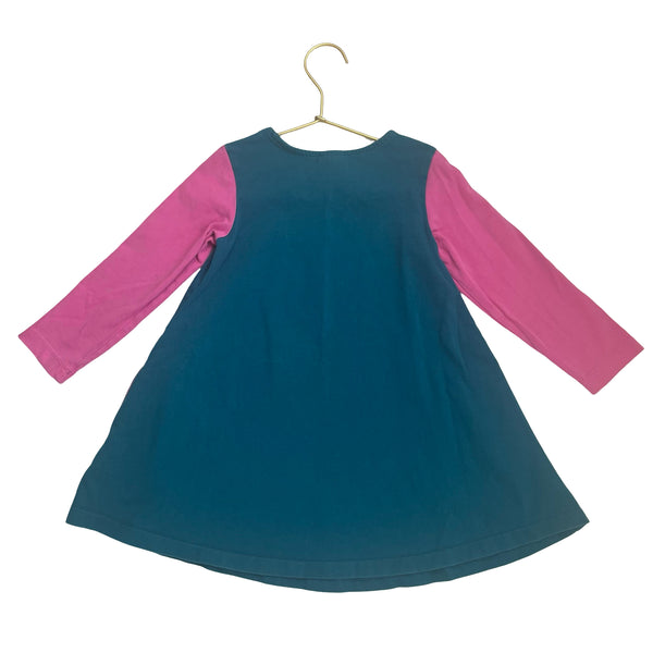 Hanna Andersson Teal & Pink Colorblock Dress - Size 4